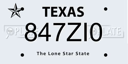 847ZI0 Texas License Plate