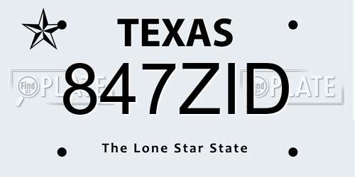 847ZID Texas License Plate