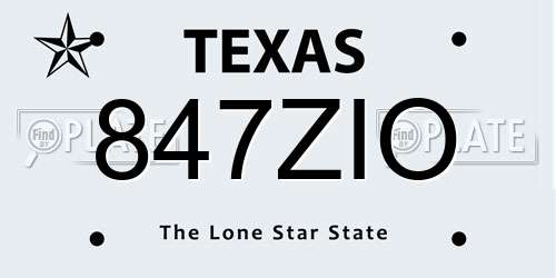 847ZIO Texas License Plate