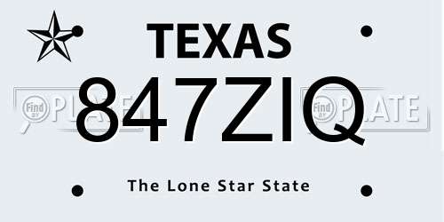 847ZIQ Texas License Plate