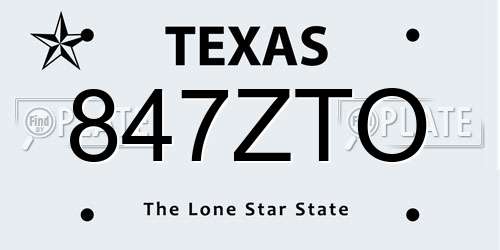 847ZTO Texas License Plate