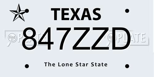 847ZZD Texas License Plate