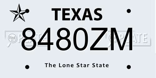 8480ZM Texas License Plate
