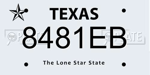 8481EB Texas License Plate