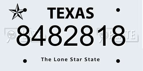 8482818 Texas License Plate