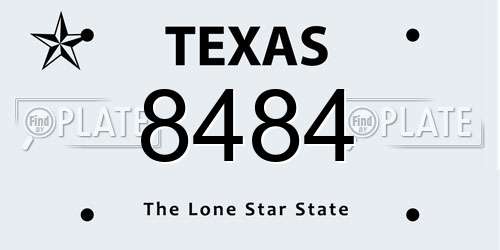 8484 Texas License Plate
