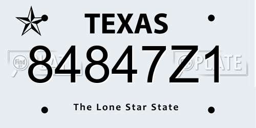 84847Z1 Texas License Plate