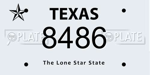 8486 Texas License Plate