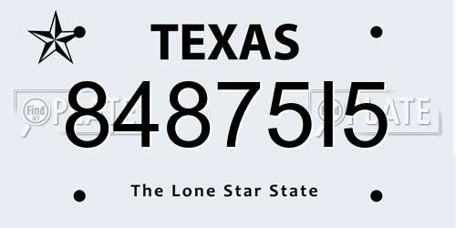 84875I5 Texas License Plate