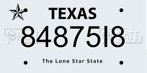 84875I8 Texas License Plate