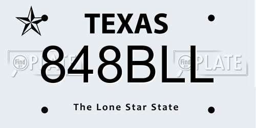 848BLL Texas License Plate
