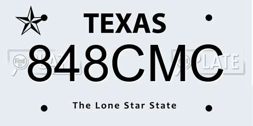 848CMC Texas License Plate