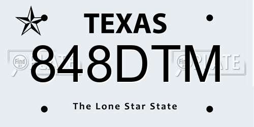 848DTM Texas License Plate