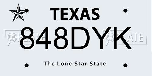 848DYK Texas License Plate
