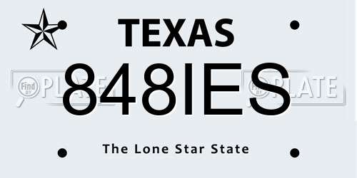 848IES Texas License Plate