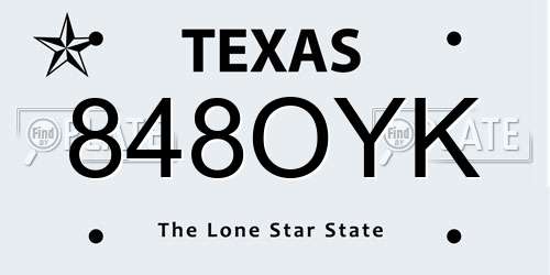 848OYK Texas License Plate