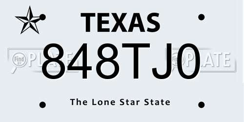 848TJ0 Texas License Plate
