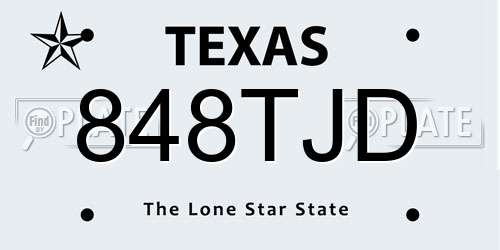 848TJD Texas License Plate