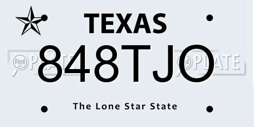 848TJO Texas License Plate