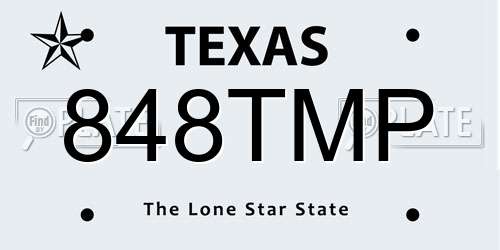 848TMP Texas License Plate