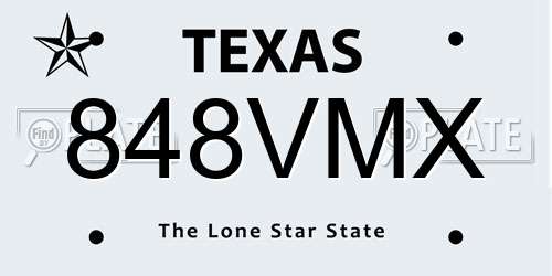 848VMX Texas License Plate