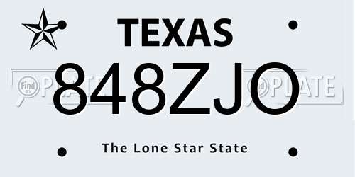 848ZJO Texas License Plate