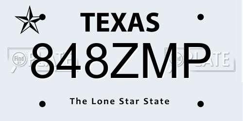 848ZMP Texas License Plate