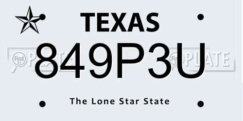 849P3U Texas License Plate