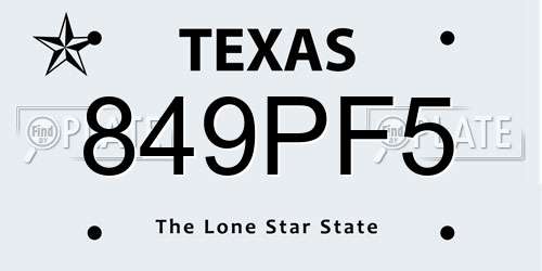 849PF5 Texas License Plate