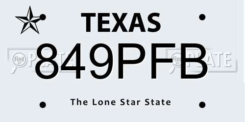 849PFB Texas License Plate