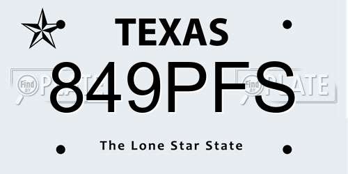 849PFS Texas License Plate