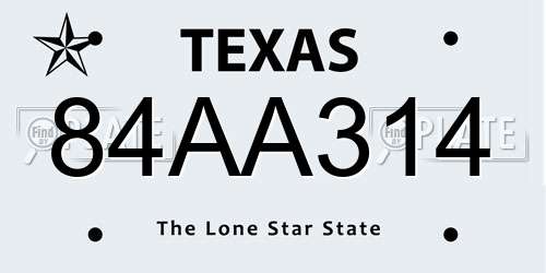 84AA314 Texas License Plate