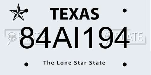 84AI194 Texas License Plate