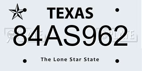 84AS962 Texas License Plate