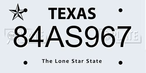 84AS967 Texas License Plate