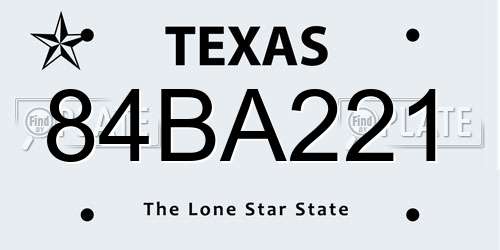 84BA221 Texas License Plate