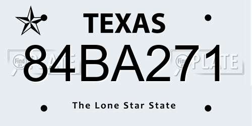 84BA271 Texas License Plate