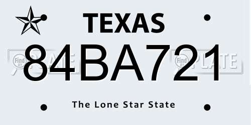 84BA721 Texas License Plate