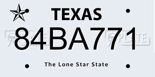 84BA771 Texas License Plate