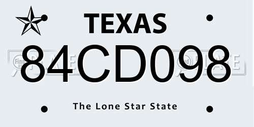 84CD098 Texas License Plate
