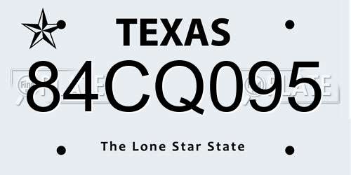 84CQ095 Texas License Plate
