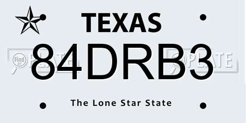 84DRB3 Texas License Plate