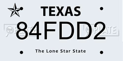 84FDD2 Texas License Plate