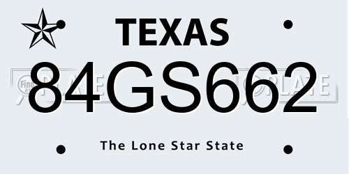 84GS662 Texas License Plate