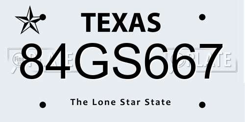 84GS667 Texas License Plate