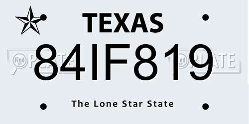 84IF819 Texas License Plate
