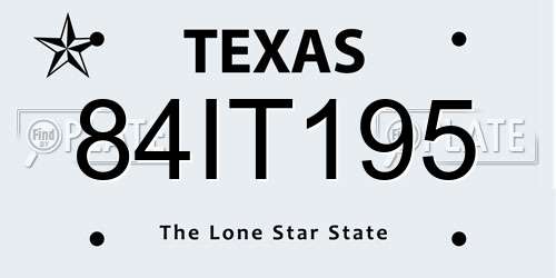 84IT195 Texas License Plate