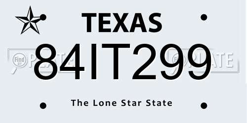 84IT299 Texas License Plate