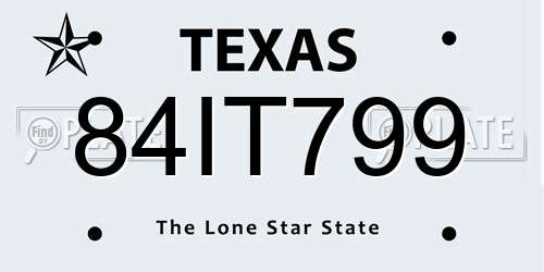 84IT799 Texas License Plate