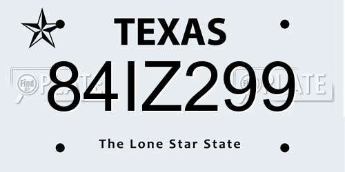 84IZ299 Texas License Plate